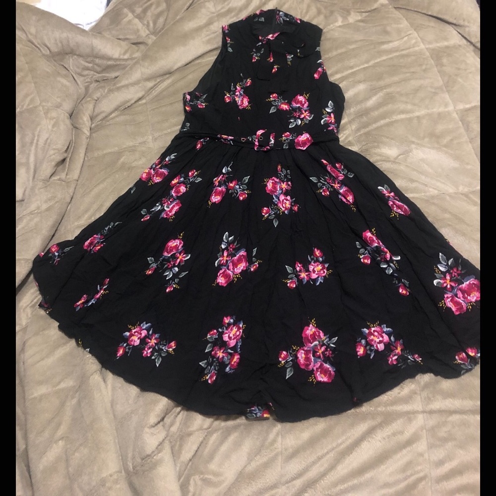 Torrid Black Floral High Neck Midi Swing dress